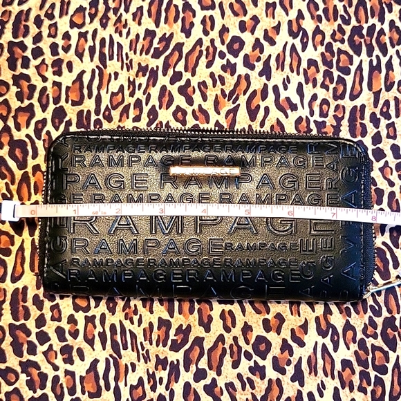 NEW Rampage Black Faux Leather Wallet, Gold Zip, Fits Your Phone! - Picture 9 of 11